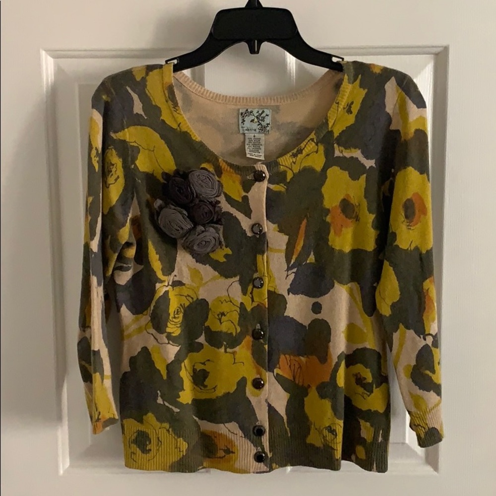 Embellished printed wool cardigan